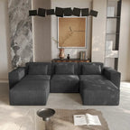 Modern Modular Sectional Sofa with 3 Pillows, Convertible Living Room Couch with Ottomans