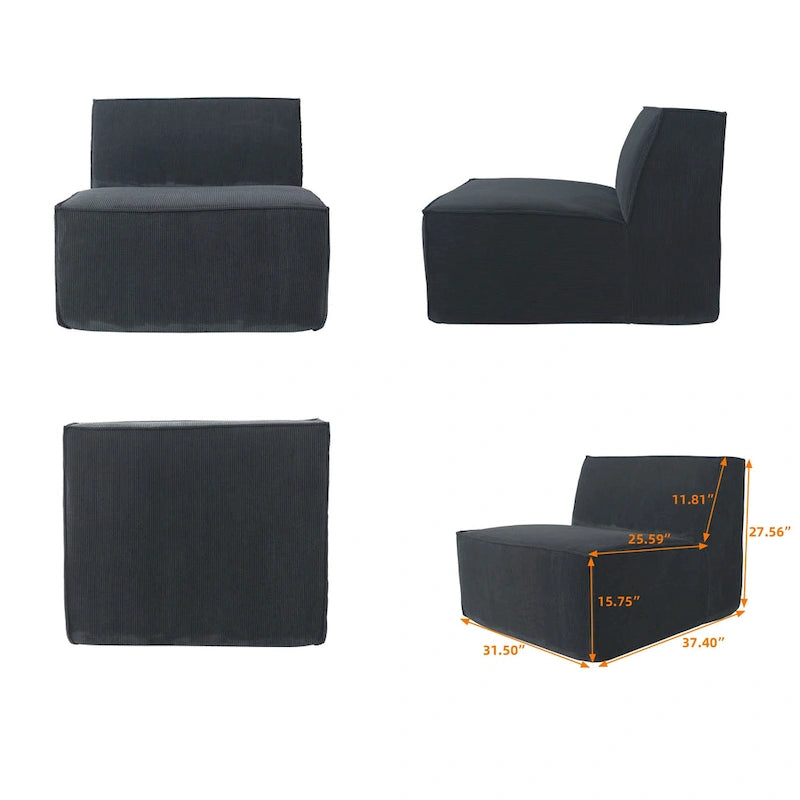 Modern Modular Sectional Sofa with 3 Pillows, Convertible Living Room Couch with Ottomans