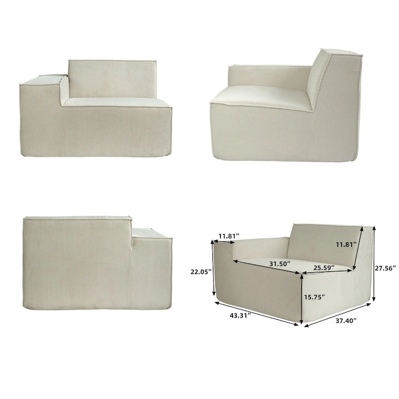 Modern Modular Sectional Sofa with 3 Pillows, Convertible Living Room Couch with Ottomans