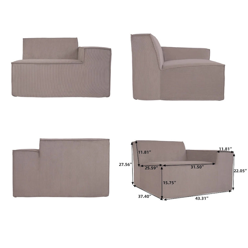 Modern Modular Sectional Sofa with 3 Pillows, Convertible Living Room Couch with Ottomans