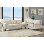 Hydeline Westcott Top Grain Leather Sofa and Chair Set with Memory Foam and Springs