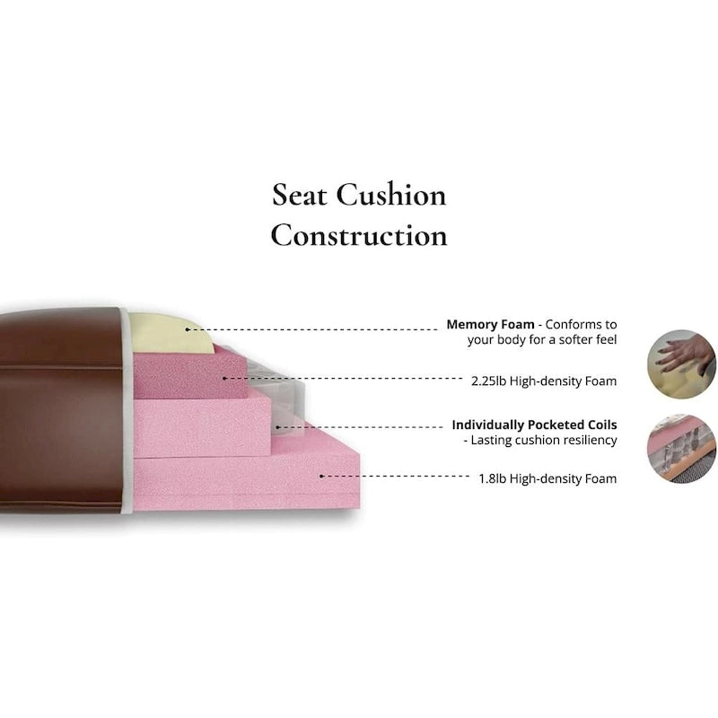 Hydeline Westcott Top Grain Leather Sofa and Chair Set with Memory Foam and Springs