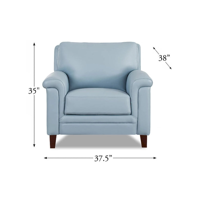 Hydeline Westcott Top Grain Leather Sofa and Chair Set with Memory Foam and Springs