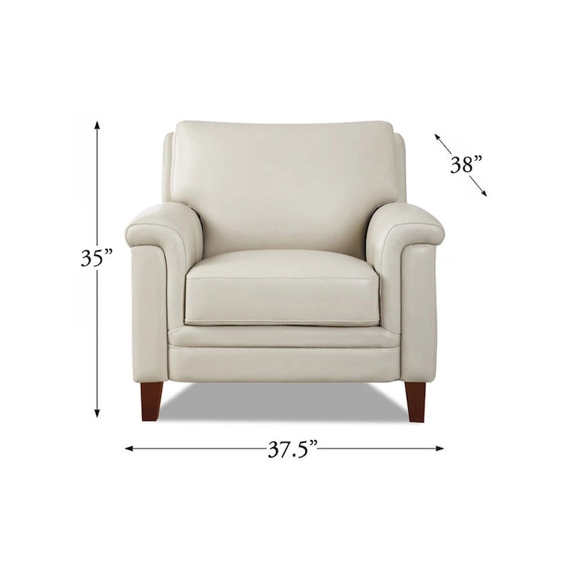 Hydeline Westcott Top Grain Leather Sofa and Chair Set with Memory Foam and Springs