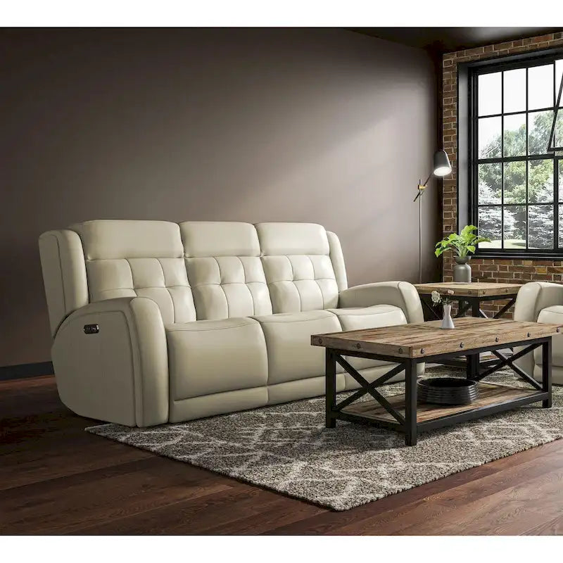 Grant 87 Leather Power Reclining Sofa with Power Headrests by Flexsteel