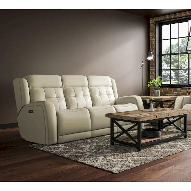Grant 87 Leather Power Reclining Sofa with Power Headrests by Flexsteel