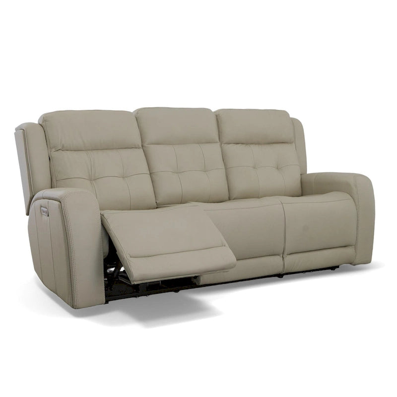 Grant 87 Leather Power Reclining Sofa with Power Headrests by Flexsteel