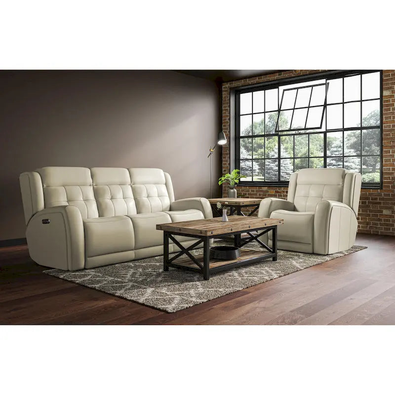 Grant 87 Leather Power Reclining Sofa with Power Headrests by Flexsteel