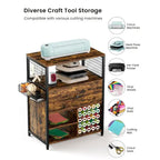 Storage Cabinet with Cricut Machines, Crafting Cabinet with Drawer & 25 Vinyl Roll Holder, Craft Table Desk Workstation for Room