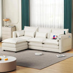 Modular Sectional Sofa L Shaped Couch, 3/4 Seat Sofa Set with Ottoman, Chenille Fabric