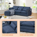 Modular Sectional Sofa L Shaped Couch, 3/4 Seat Sofa Set with Ottoman, Chenille Fabric
