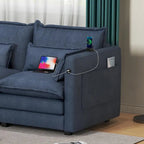 Modular Sectional Sofa L Shaped Couch, 3/4 Seat Sofa Set with Ottoman, Chenille Fabric