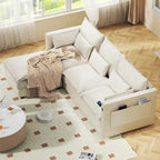 Modular Sectional Sofa L Shaped Couch, 3/4 Seat Sofa Set with Ottoman, Chenille Fabric