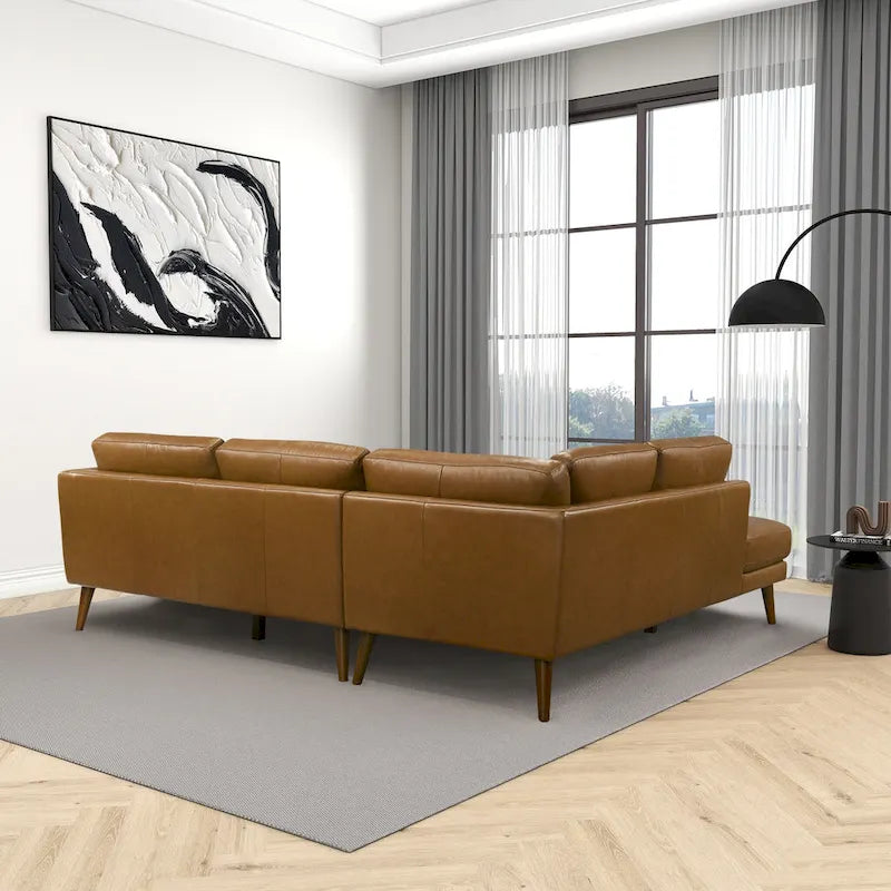 Bloom Living Room Corner Genuine Leather Sectional Sofa