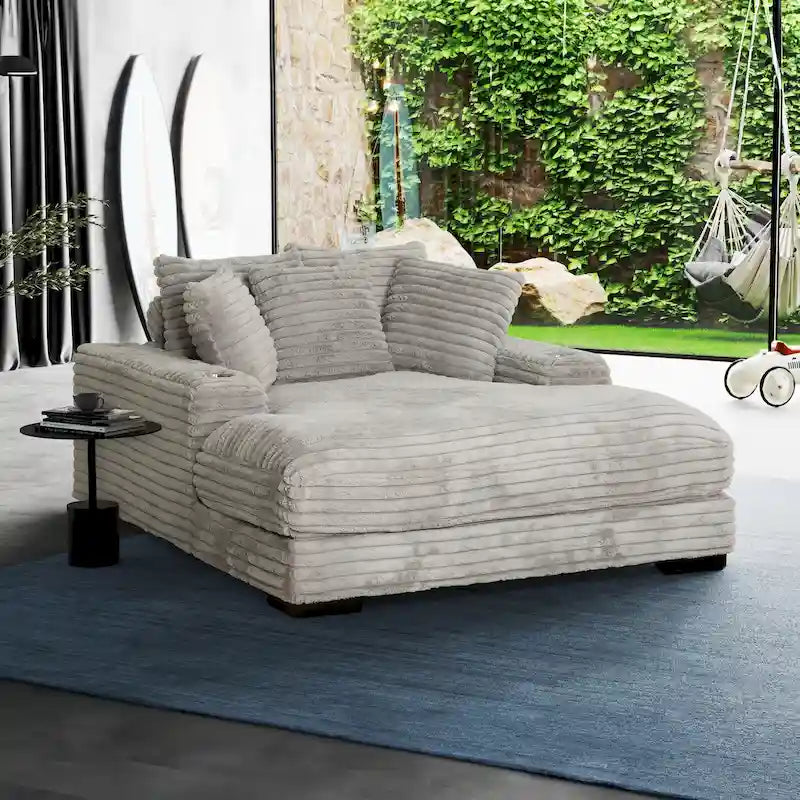 Cocoon Oversized Cuddler Chaise with Cupholder and USBs