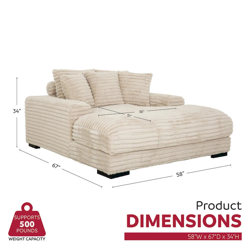 Cocoon Oversized Cuddler Chaise with Cupholder and USBs
