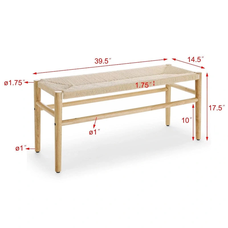 Natural Rubberwood Indoor Bench