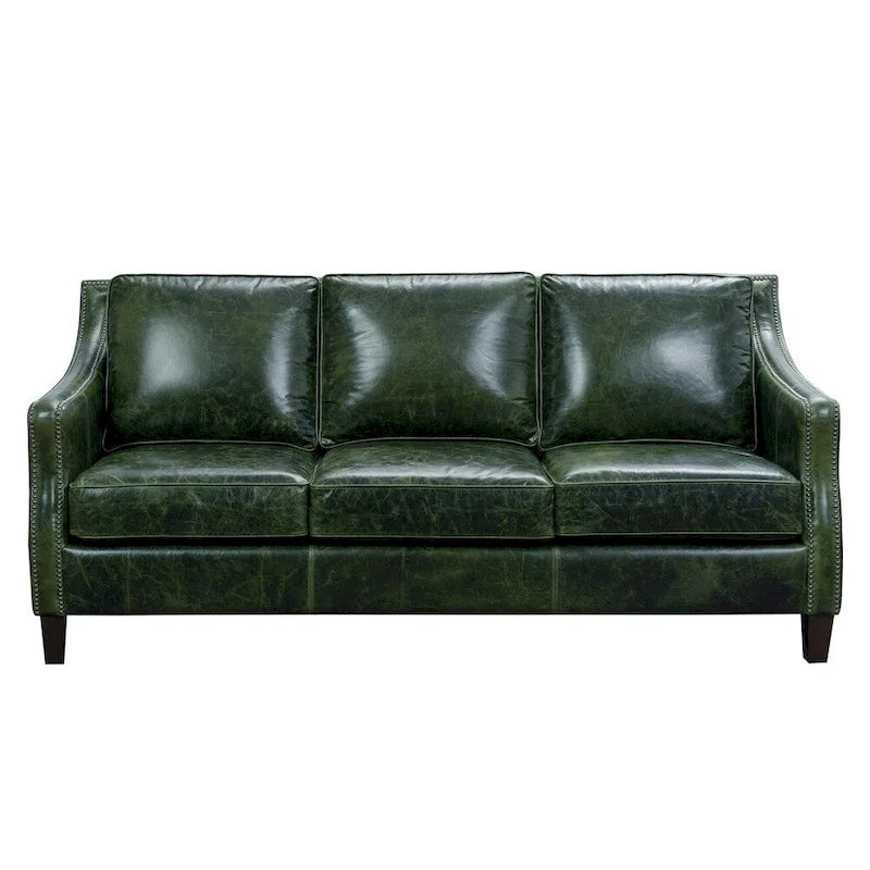 Essex Distressed Green Top Grain Leather Sofa, Loveseat and Chair Set