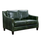 Essex Distressed Green Top Grain Leather Sofa, Loveseat and Chair Set