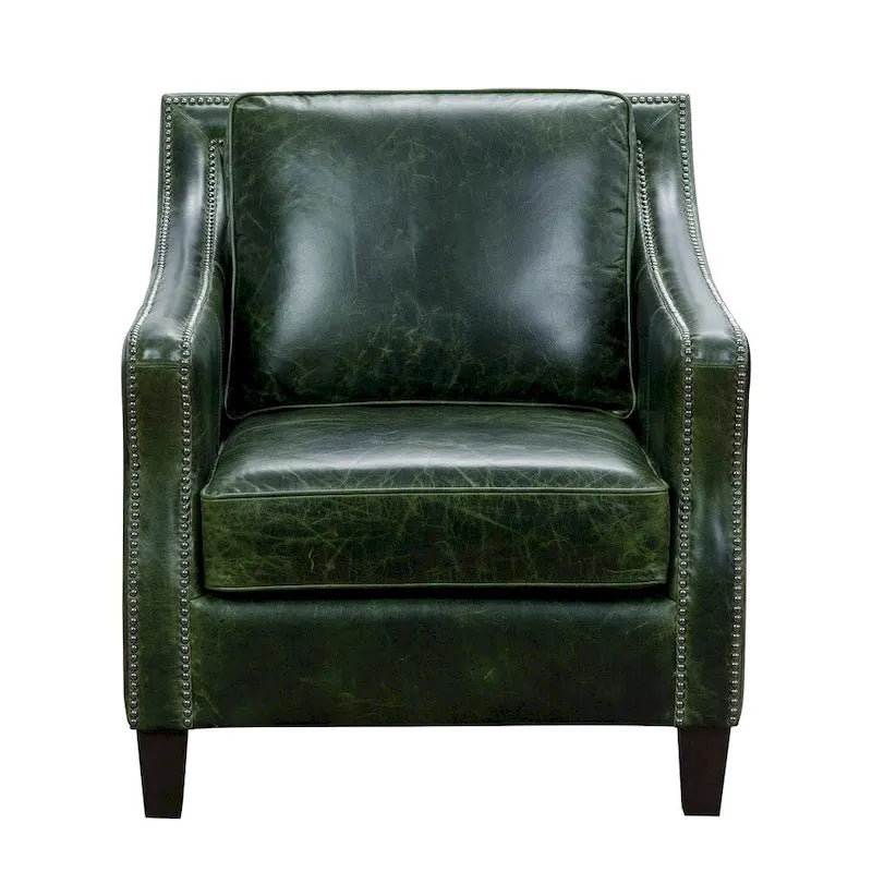 Essex Distressed Green Top Grain Leather Sofa, Loveseat and Chair Set