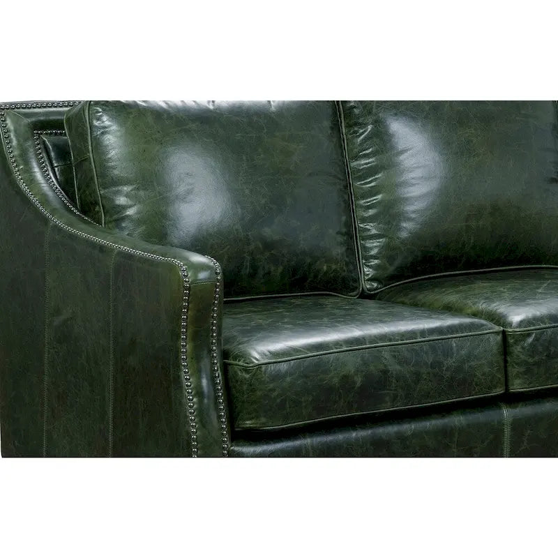 Essex Distressed Green Top Grain Leather Sofa, Loveseat and Chair Set
