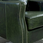 Essex Distressed Green Top Grain Leather Sofa, Loveseat and Chair Set