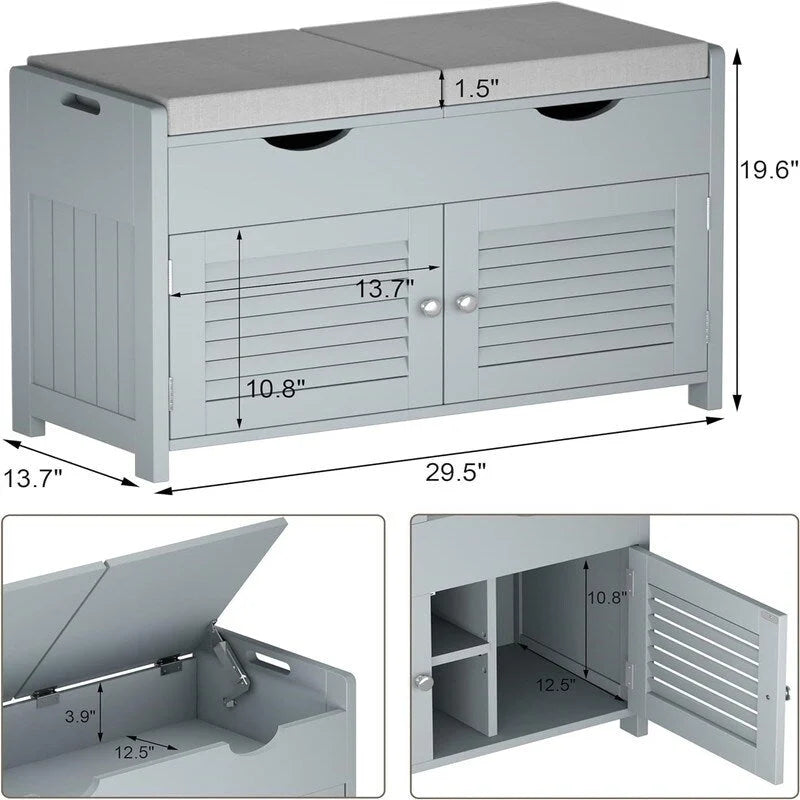 Shoe Storage Bench - 13.78D x 29.53W x 19.69H