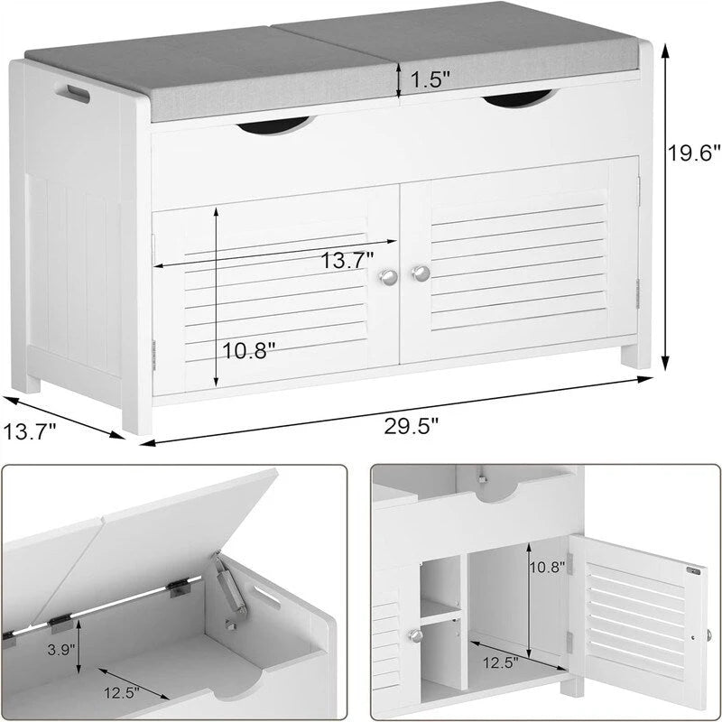 Shoe Storage Bench - 13.78D x 29.53W x 19.69H