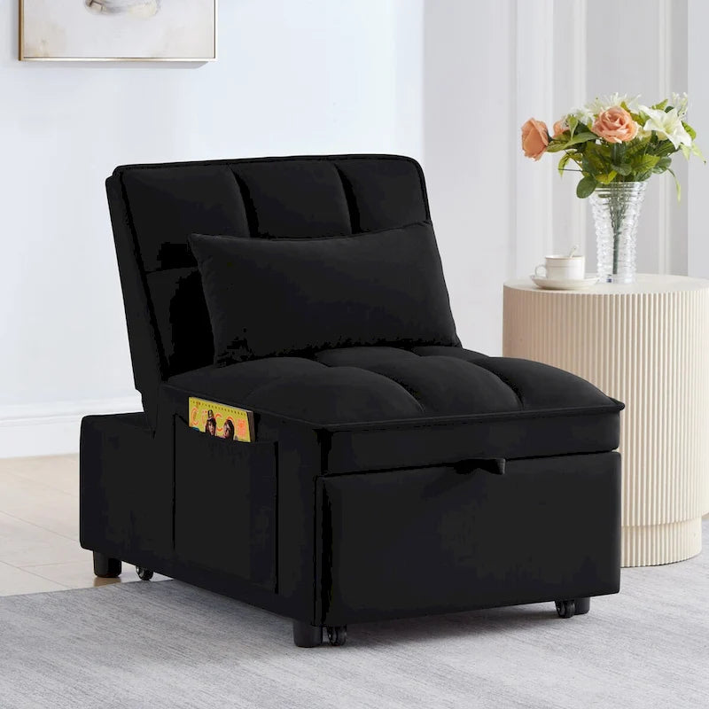 Convertible Recliners with Adjustable Backrest, Pillows and Pockets