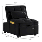 Convertible Recliners with Adjustable Backrest, Pillows and Pockets