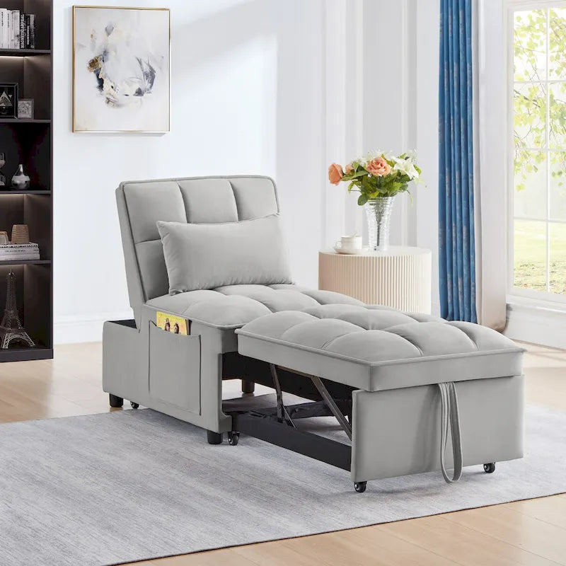Convertible Recliners with Adjustable Backrest, Pillows and Pockets