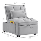 Convertible Recliners with Adjustable Backrest, Pillows and Pockets