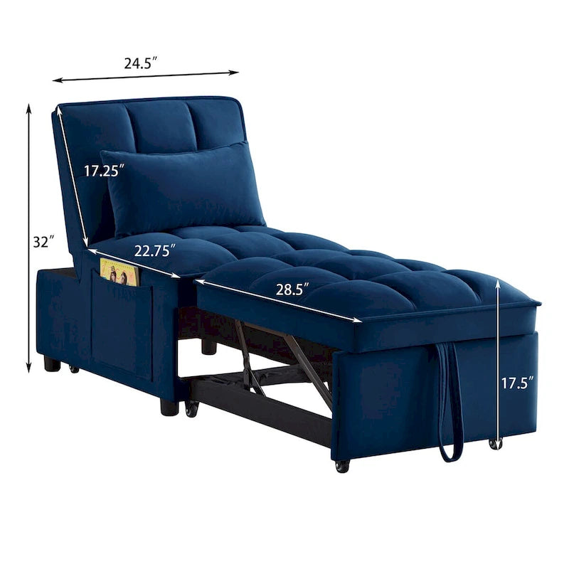 Convertible Recliners with Adjustable Backrest, Pillows and Pockets