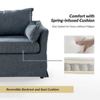 Sophie Modern Oversized Slipcovered Armchair with Ottoman and Lockable Rear Wheels Set of 2 by HULALA HOME