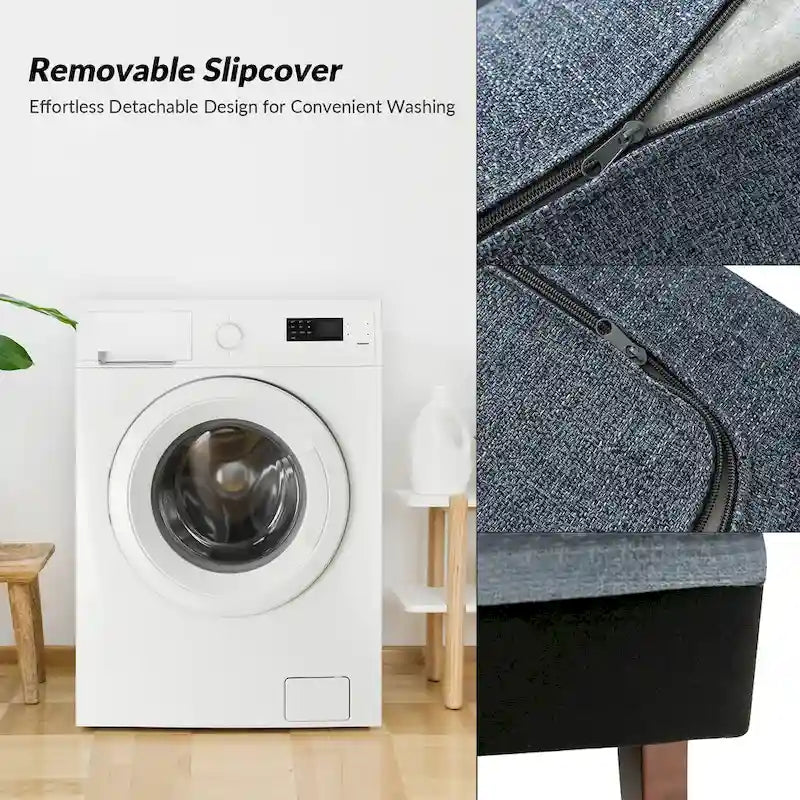 Sophie Modern Oversized Slipcovered Armchair with Ottoman and Lockable Rear Wheels Set of 2 by HULALA HOME