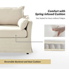 Sophie Modern Oversized Slipcovered Armchair with Ottoman and Lockable Rear Wheels Set of 2 by HULALA HOME