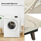 Sophie Modern Oversized Slipcovered Armchair with Ottoman and Lockable Rear Wheels Set of 2 by HULALA HOME