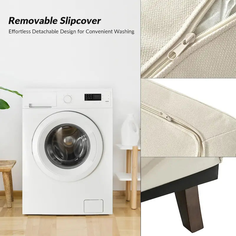 Sophie Modern Oversized Slipcovered Armchair with Ottoman and Lockable Rear Wheels Set of 2 by HULALA HOME