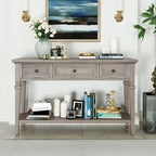 Classic Console Table with 3 Top Drawers and Open Style Bottom Shelf