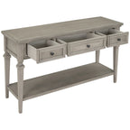 Classic Console Table with 3 Top Drawers and Open Style Bottom Shelf