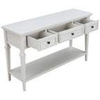 Classic Console Table with 3 Top Drawers and Open Style Bottom Shelf