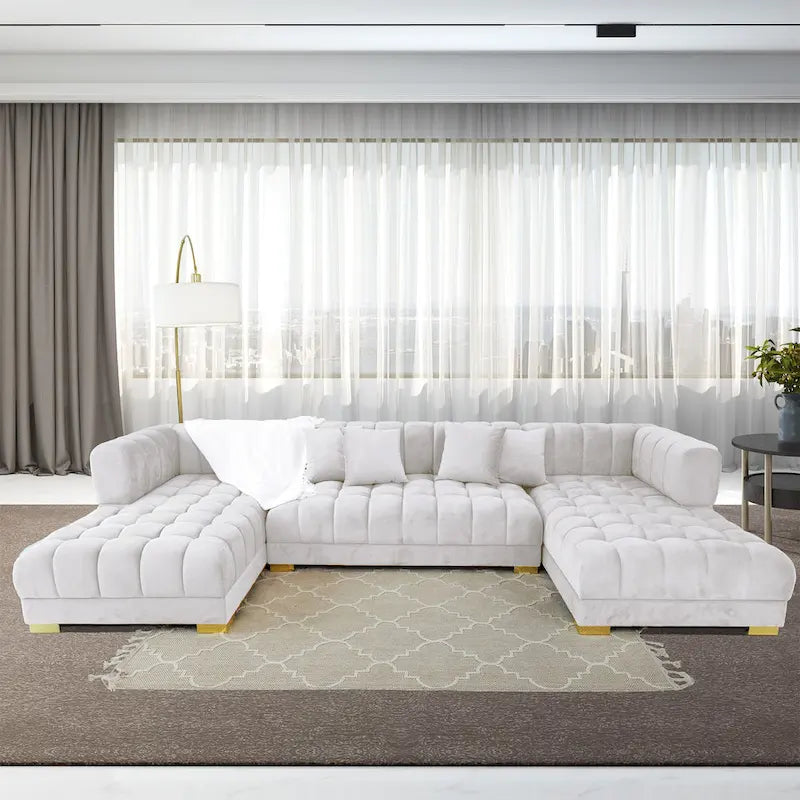 Elegante 3-Piece Velvet U-Shaped Corner Sectional Sofa