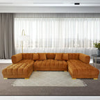 Elegante 3-Piece Velvet U-Shaped Corner Sectional Sofa