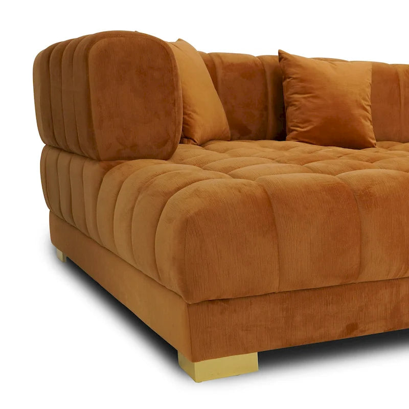 Elegante 3-Piece Velvet U-Shaped Corner Sectional Sofa