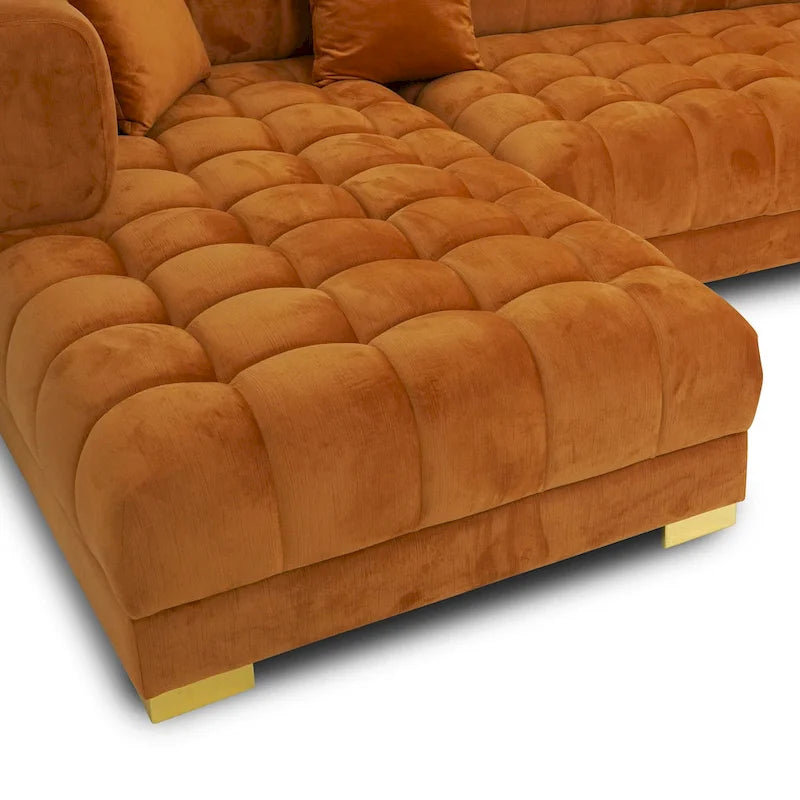 Elegante 3-Piece Velvet U-Shaped Corner Sectional Sofa