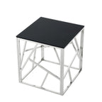 Metal Frame Tempered Glass End Table with Storage Space
