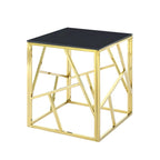 Metal Frame Tempered Glass End Table with Storage Space