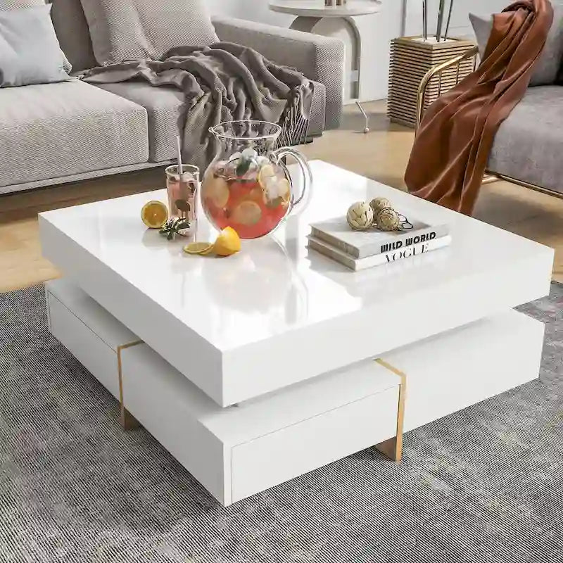 Modern High Gloss Coffee Table with 4 Drawers