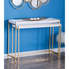 Wood Geometric Nesting Console Table with Gold Metal Legs - Set of 2 White - Roche River Decor