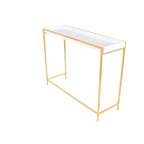Wood Geometric Nesting Console Table with Gold Metal Legs - Set of 2 White - Roche River Decor